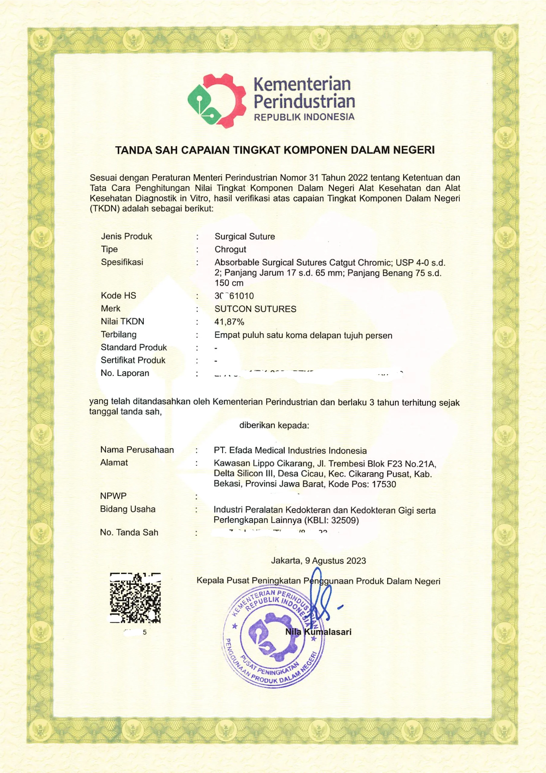 SERTIFIKAT TKDN CHROGUT