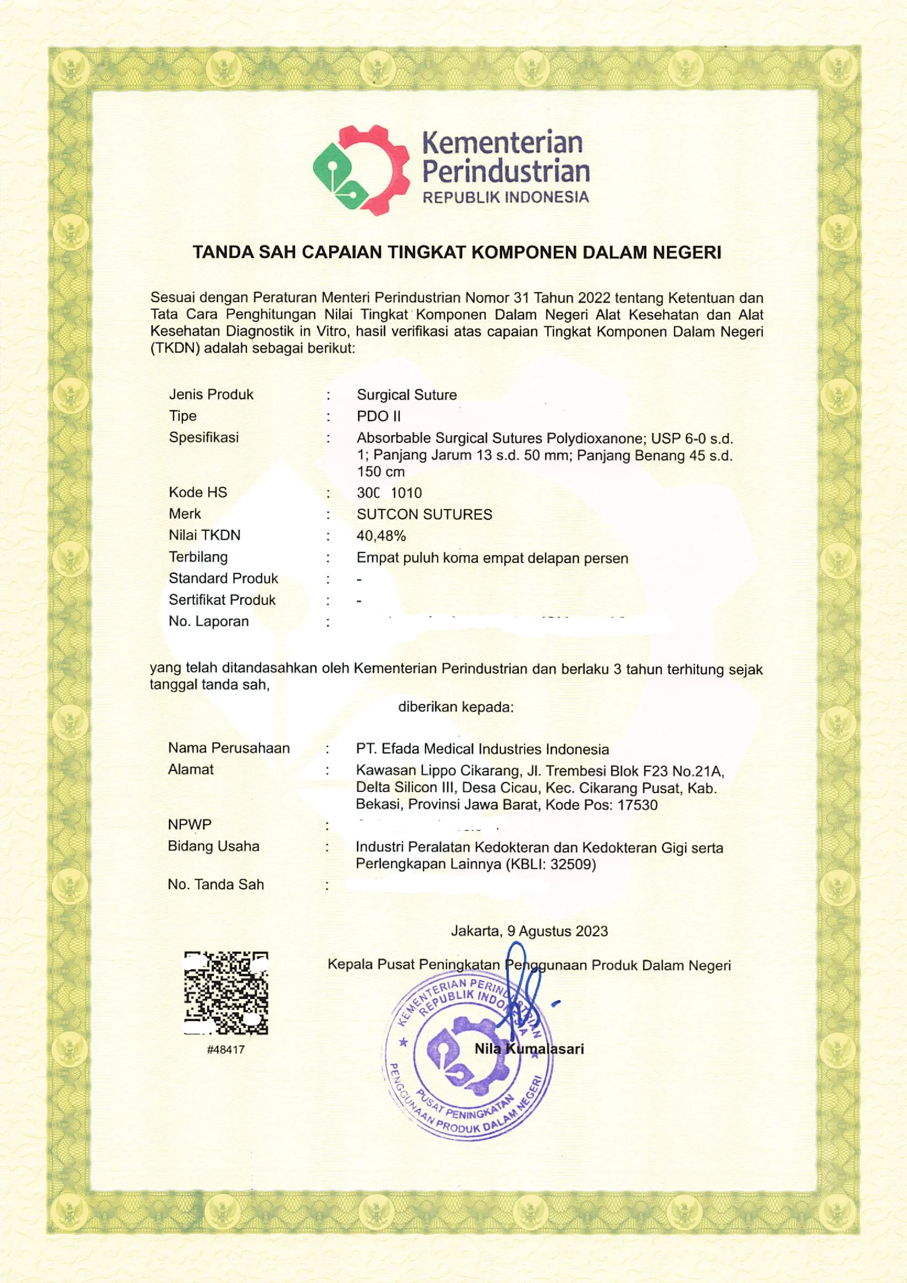 SERTIFIKAT TKDN PDO II