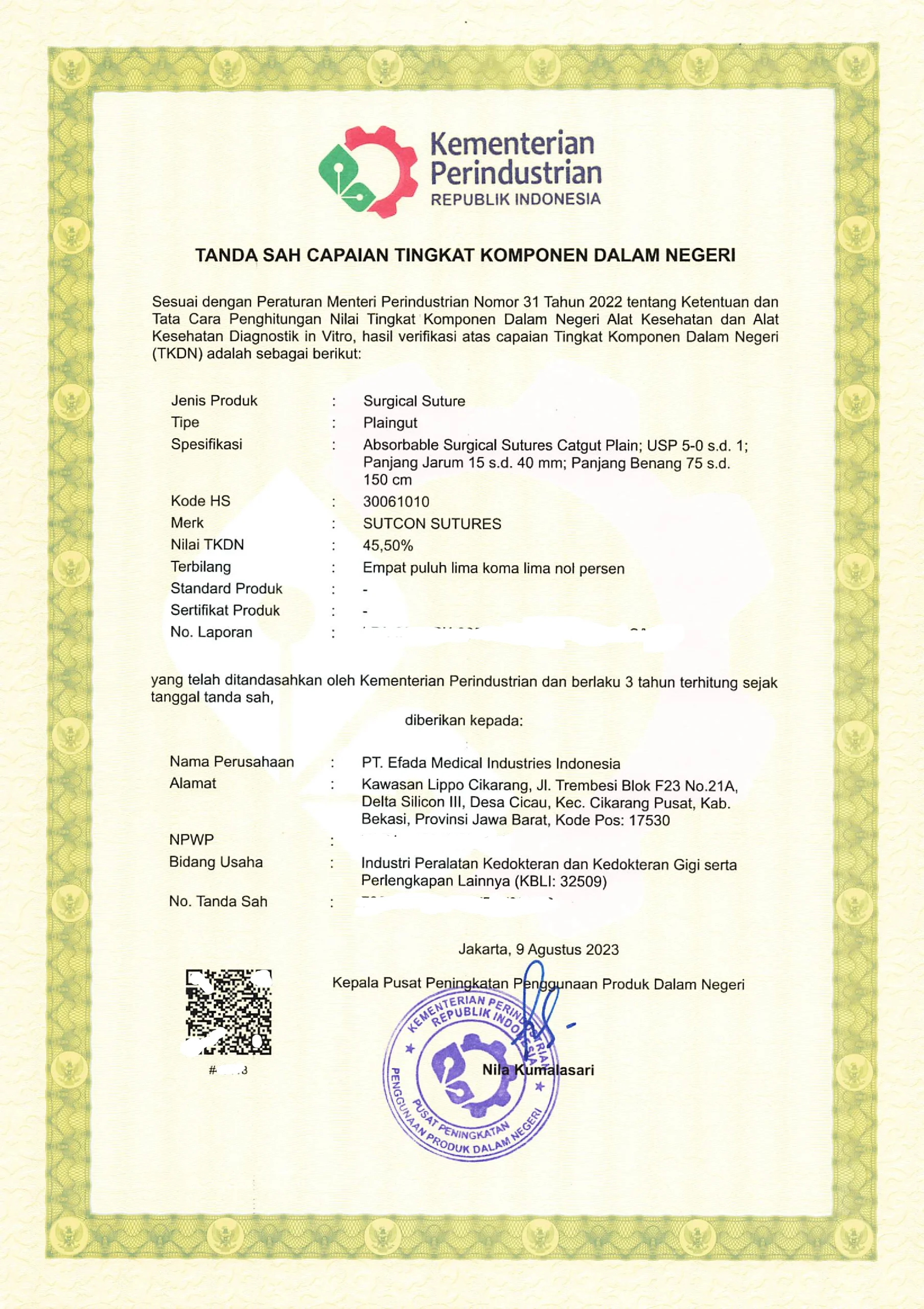 SERTIFIKAT TKDN PLAINGUT