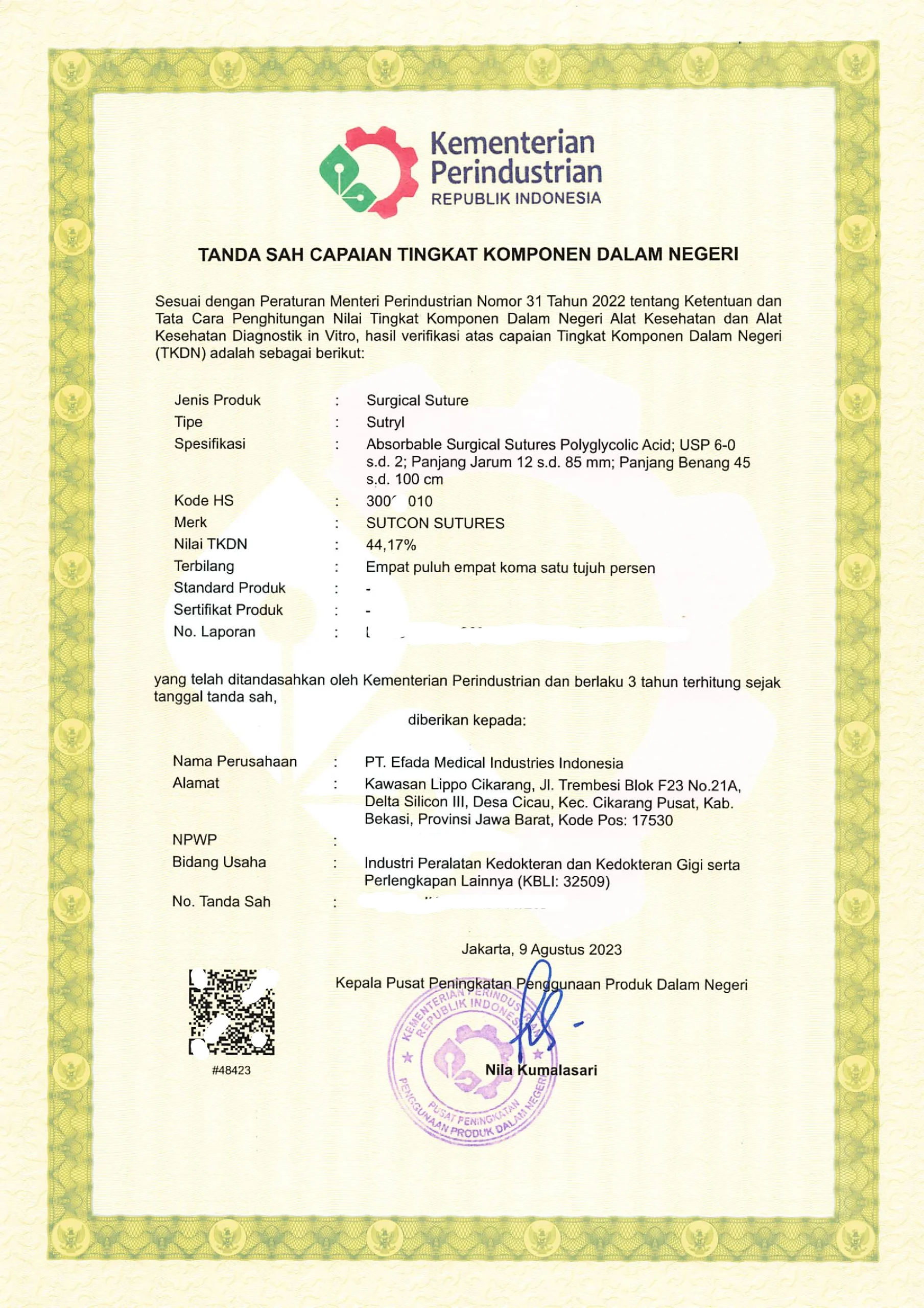 SERTIFIKAT TKDN SUTRYL