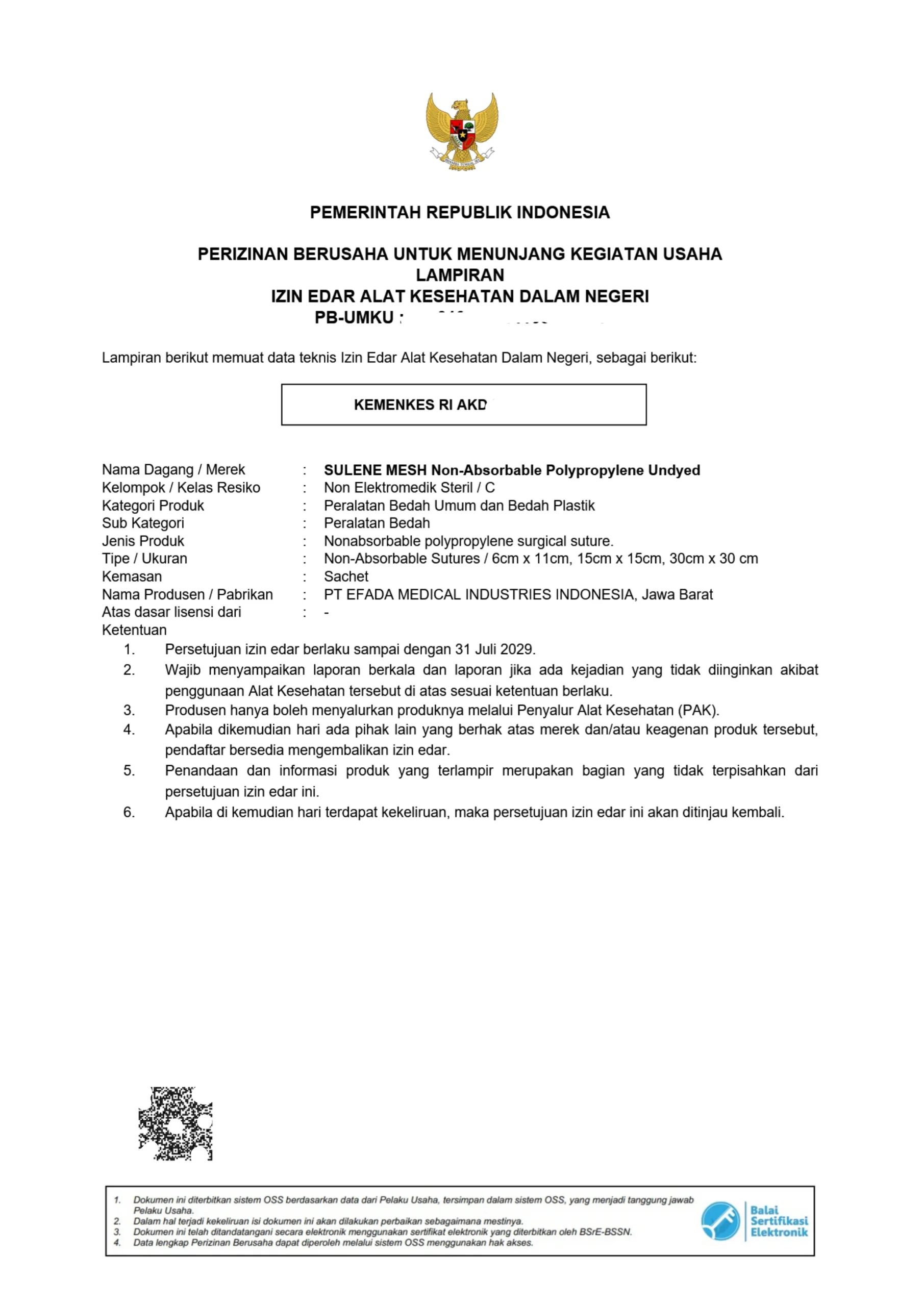 SULENE MESH CERTIFICATE OF PERMISSION NEW